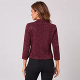 Striking Glitter Cropped Jacket with Relaxed Open Front Styling