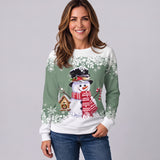 Playful Women's Christmas Jumper Featuring a Festive Snowman Print