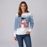 Playful Women's Christmas Jumper Featuring a Festive Snowman Print