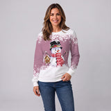Playful Women's Christmas Jumper Featuring a Festive Snowman Print
