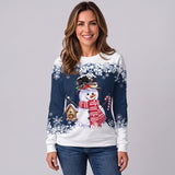 Playful Women's Christmas Jumper Featuring a Festive Snowman Print