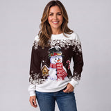 Playful Women's Christmas Jumper Featuring a Festive Snowman Print