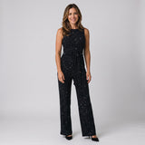 Sophisticated Sequin Jumpsuit with Sleeveless Cut and Tie Waist