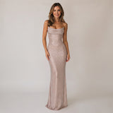 Graceful Maxi Dress with Fitted Silhouette and Strapless Design
