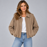 Refined Women’s Jacket with Zip Front and Cropped Hem