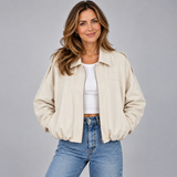 Refined Women’s Jacket with Zip Front and Cropped Hem