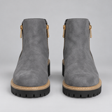 Effortless Women's Chunky Sole Ankle Boots with Sleek Side Zip