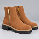 Effortless Women's Chunky Sole Ankle Boots with Sleek Side Zip