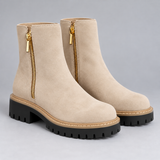 Effortless Women's Chunky Sole Ankle Boots with Sleek Side Zip