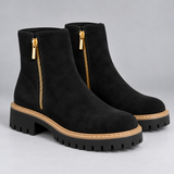 Effortless Women's Chunky Sole Ankle Boots with Sleek Side Zip