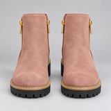 Effortless Women's Chunky Sole Ankle Boots with Sleek Side Zip