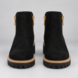 Effortless Women's Chunky Sole Ankle Boots with Sleek Side Zip