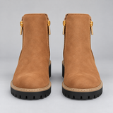 Effortless Women's Chunky Sole Ankle Boots with Sleek Side Zip