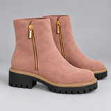 Effortless Women's Chunky Sole Ankle Boots with Sleek Side Zip
