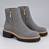 Effortless Women's Chunky Sole Ankle Boots with Sleek Side Zip