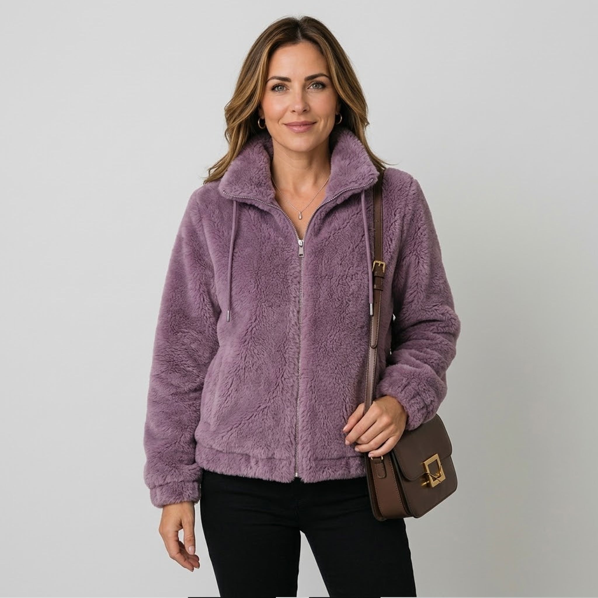 Effortless Women’s Fleece Jacket with Relaxed Zip Front Design