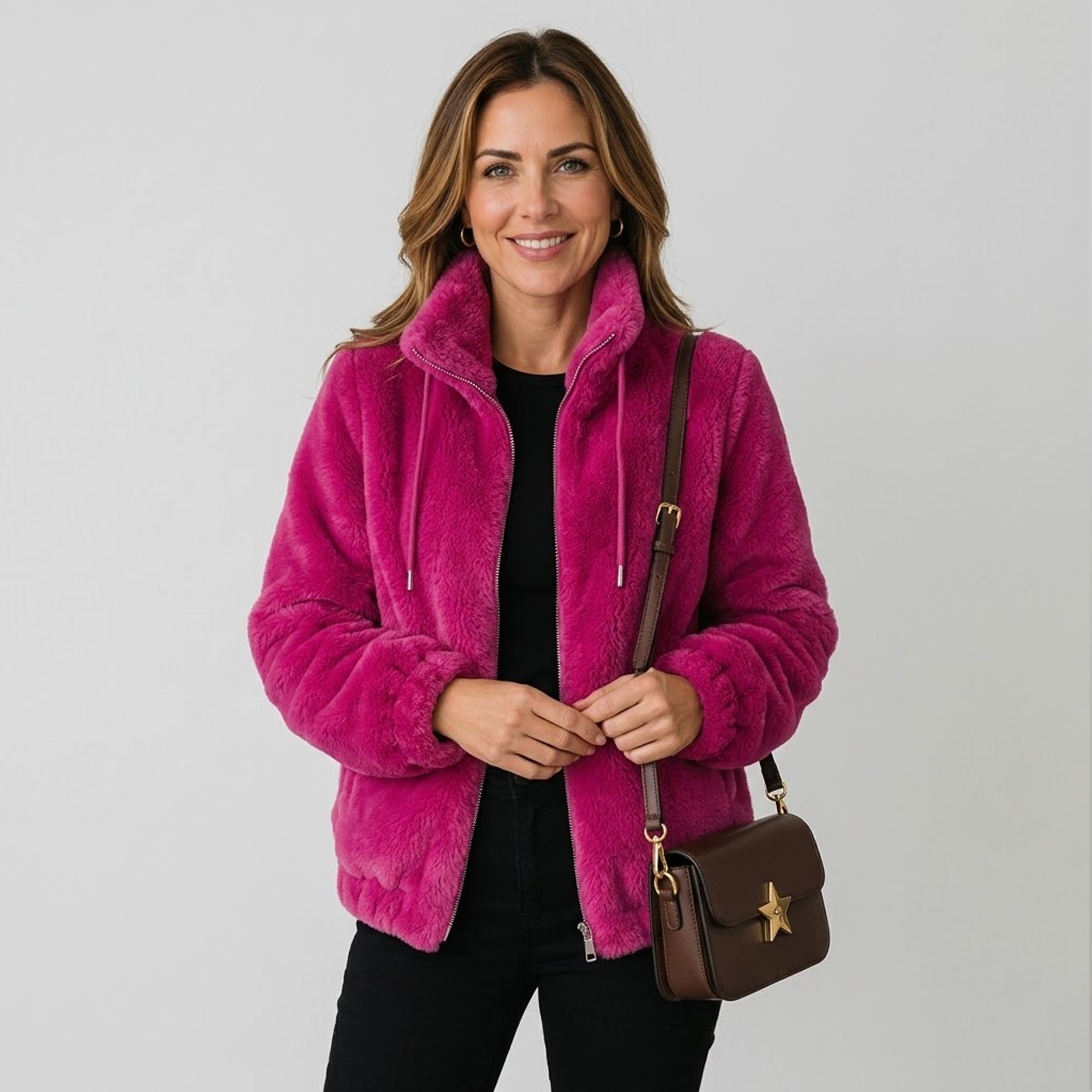 Effortless Women’s Fleece Jacket with Relaxed Zip Front Design