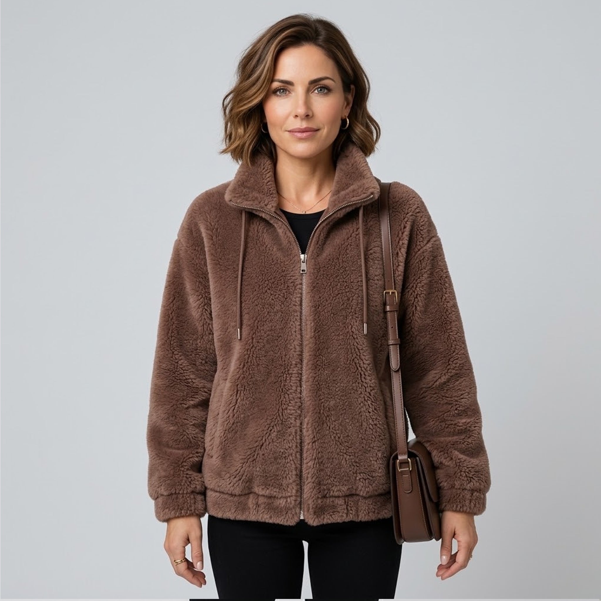 Effortless Women’s Fleece Jacket with Relaxed Zip Front Design