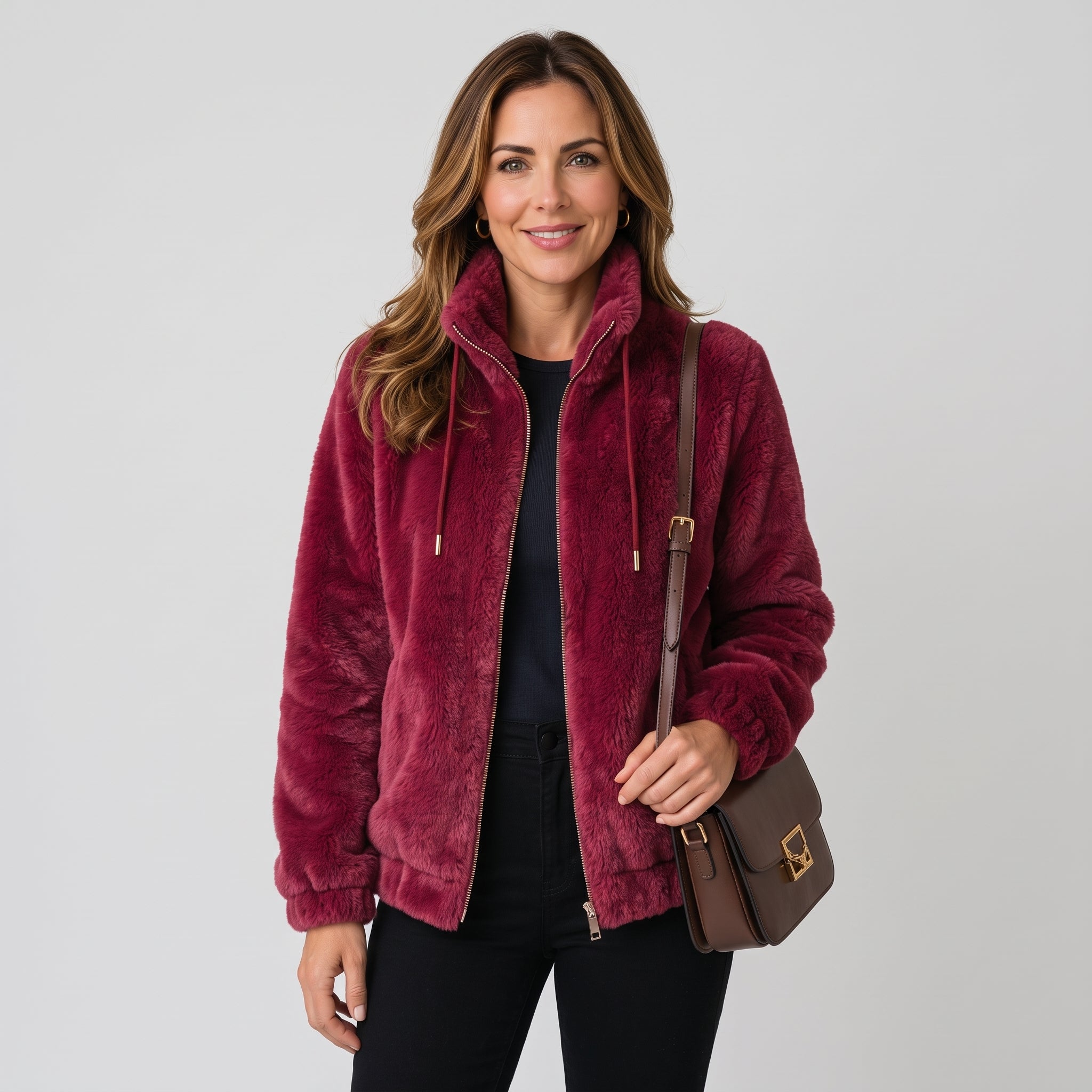 Effortless Women’s Fleece Jacket with Relaxed Zip Front Design