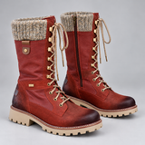 Charming Women's Mid Calf Boots with Fold Over Cuffs and Lace Up Front