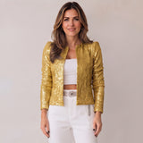 Elegant Sparkly Blazer with a Structured Shape and Open Front