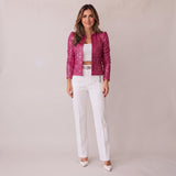 Elegant Sparkly Blazer with a Structured Shape and Open Front