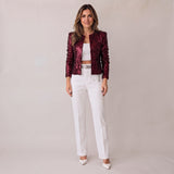 Elegant Sparkly Blazer with a Structured Shape and Open Front