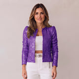 Elegant Sparkly Blazer with a Structured Shape and Open Front