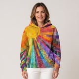 Vivid Oversized Hoodie for Women in a Patchwork Print