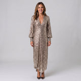 Striking Maxi Dress with Sparkling Detail and Relaxed Silhouette