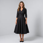 Women's A-line midi dress with a wrap bodice by Ivy & Co, image 1 of 7