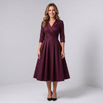 Women's A-line midi dress with a wrap bodice by Ivy & Co, image 3 of 7