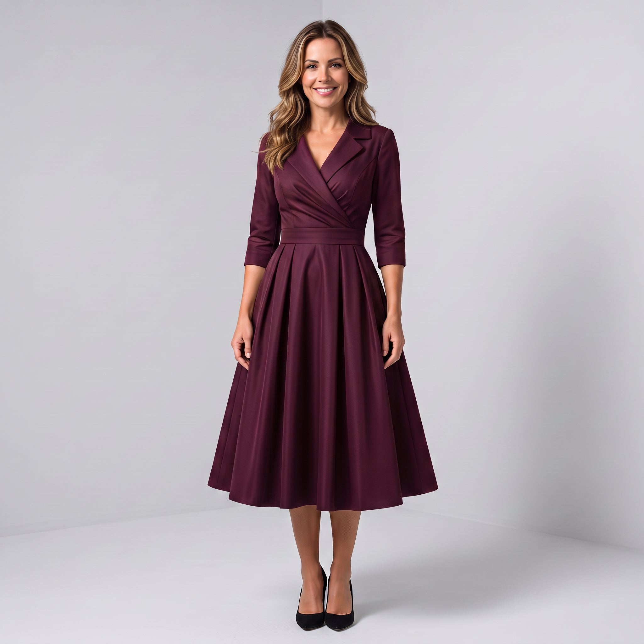 Women's A-line midi dress with a wrap bodice by Ivy & Co, image 3 of 7