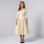 Women's A-line midi dress with a wrap bodice by Ivy & Co, image 4 of 7