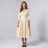 Women's A-line midi dress with a wrap bodice by Ivy & Co, image 4 of 7