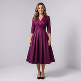 Women's A-line midi dress with a wrap bodice by Ivy & Co, image 5 of 7