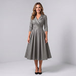 Women's A-line midi dress with a wrap bodice by Ivy & Co, image 6 of 7