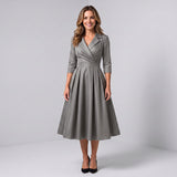 Women's A-line midi dress with a wrap bodice by Ivy & Co, image 6 of 7