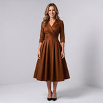 Women's A-line midi dress with a wrap bodice by Ivy & Co, image 7 of 7