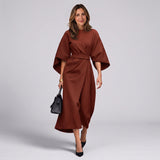 Women's belted maxi dress with lantern sleeves by Ivy & Co, image 5 of 7