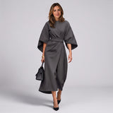 Women's belted maxi dress with lantern sleeves by Ivy & Co, image 6 of 7