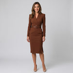 Women's belted wrap midi dress with a V-neckline by Ivy & Co, image 1 of 6