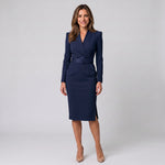Women's belted wrap midi dress with a V-neckline by Ivy & Co, image 4 of 6