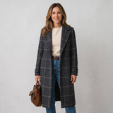 Women's checked coat with notch lapels by Ivy & Co, image 1 of 2