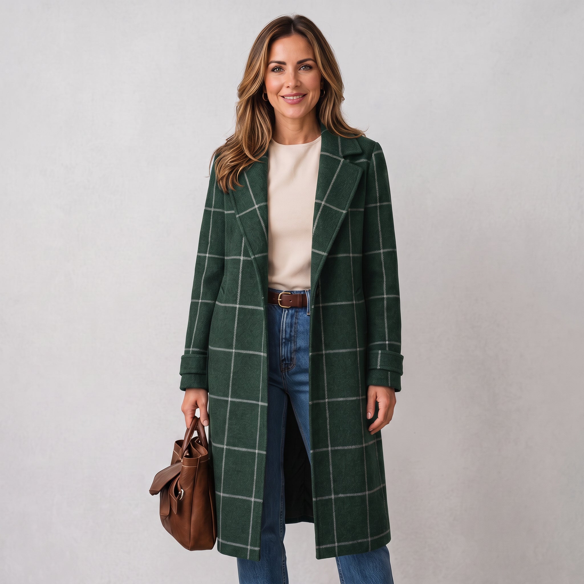 Women's checked coat with notch lapels by Ivy & Co, image 2 of 2