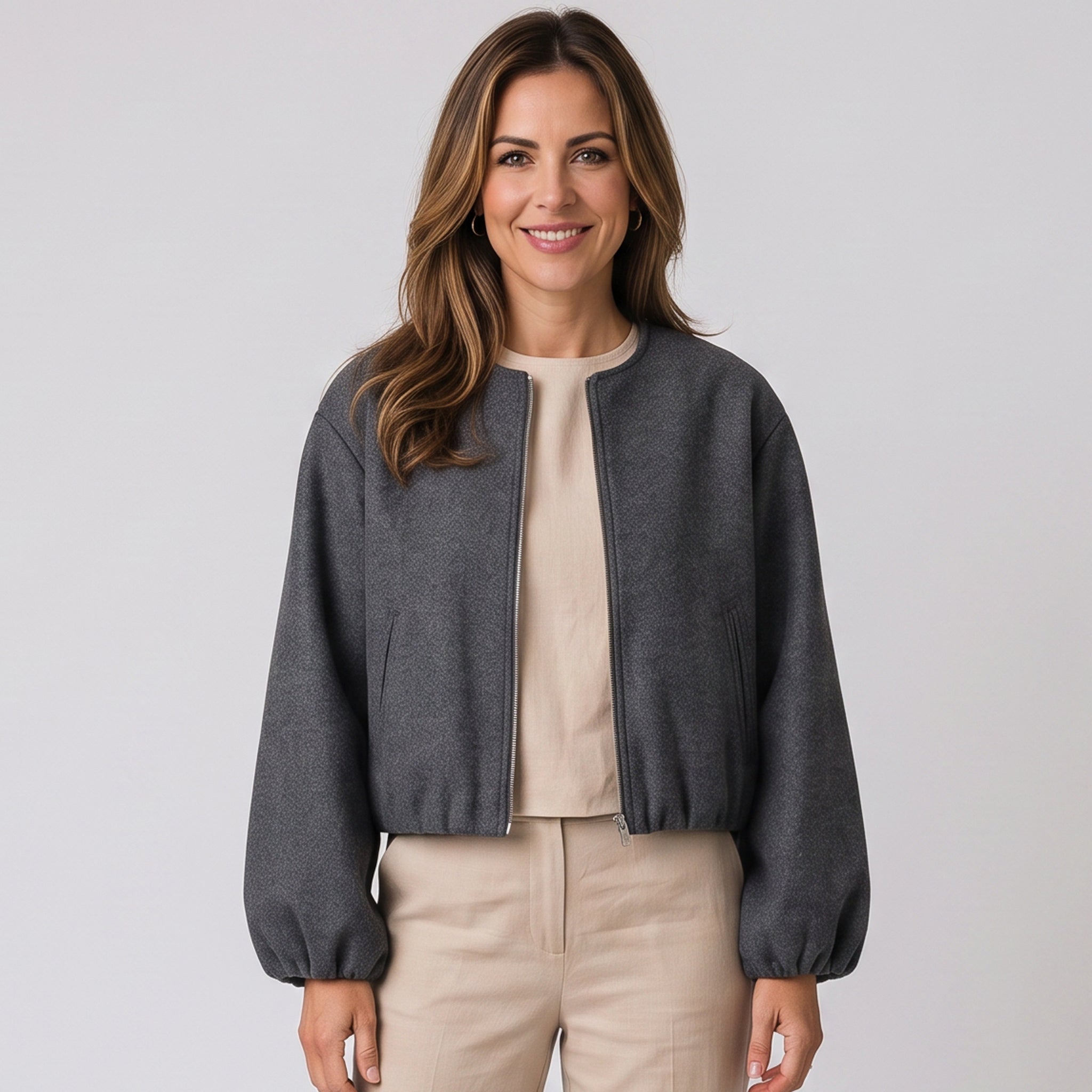 Women's cropped bomber jacket with a zip-up front by Ivy & Co, image 1 of 2