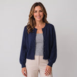 Women's cropped round-neck cardigan with a button front by Ivy & Co, image 10 of 11