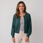 Women's cropped round-neck cardigan with a button front by Ivy & Co, image 11 of 11