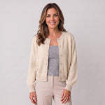 Women's cropped round-neck cardigan with a button front by Ivy & Co, image 2 of 11