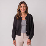 Women's cropped round-neck cardigan with a button front by Ivy & Co, image 3 of 11